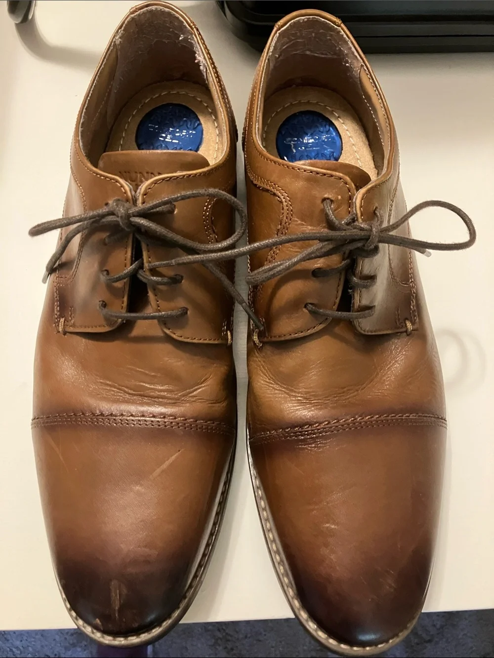 Nunn Bush Men's Tan Brown cap tie Leather Shoes comfort gel dress flex